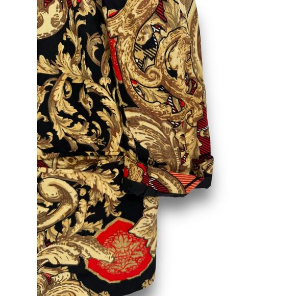90s Express Gold Regency Print Oversized Blazer Jacket, 100% Rayon, Made in USA - Picture 4 of 7